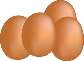 Set of Realistic Dark and Light Brown Whole Chicken Eggs. 3d Vector Illustration