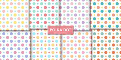 Colorful polka dot seamless pattern set, Abstract background, Decorative wallpaper. vector