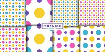 Colorful polka dot seamless pattern set. vector