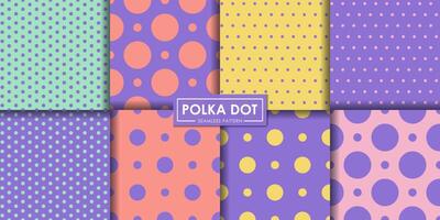 Pastel polkadot seamless pattern set. vector