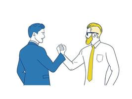 businessman shaking hands to seal a deal with his partner.