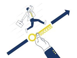 Big hand helps businessman to achieve a target. Business support to success concept. vector