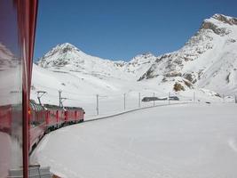 Piz Bernina range of mountains in Swiss Rethic Alps in Canton Gr photo