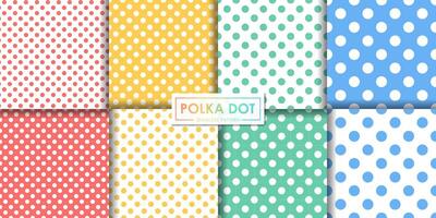 Colorful polka dot seamless pattern set, Abstract background, Decorative wallpaper. vector