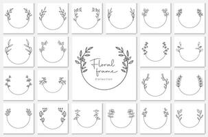 geometric floral frames, borders, wedding wreaths. vector