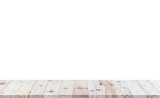 Isolated wooden shelf or floor texture on white background. photo