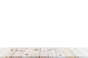 Isolated wooden shelf or floor texture on white background. photo