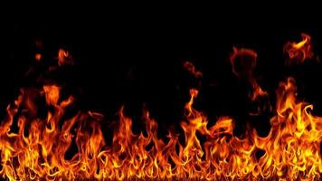 Fire flames on black background. photo