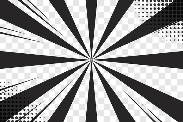 Manga action frame speed simple lines Motion radial lines isolated on transparent background Abstract explosive template banner Black and white monochrome vector retro illustration Comic book element