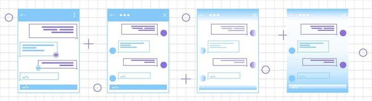 Interface smartphone chat bot vector template illustration Messenger window SMS wireframe mobile app screen Compose dialogues mockup An online messenger window and mobile applications isolated Flat UI