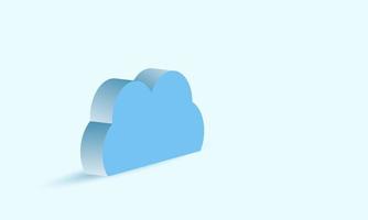 Icono de nube azul 3d aislado sobre fondo azul. vector