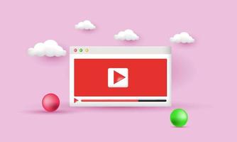 minimal 3d style video player design icon vector