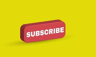 3d subscribe button cursor isolated channel blog on yellow background vector