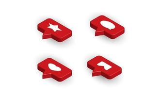 3d red color notification counter isometric vector