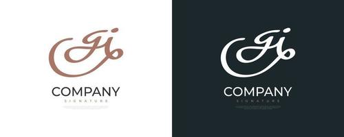 Initial G and I Logo Design in Elegant and Minimalist Handwriting Style. GI Signature Logo or Symbol for Wedding, Fashion, Jewelry, Boutique, and Business Identity vector