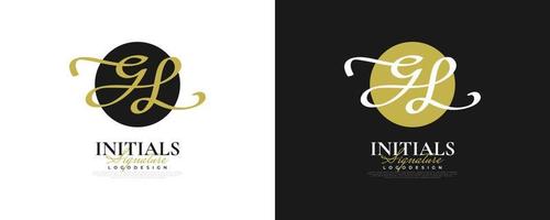 Initial G and L Logo Design in Elegant and Minimalist Handwriting Style. GL Signature Logo or Symbol for Wedding, Fashion, Jewelry, Boutique, and Business Identity vector