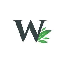 logotipo inicial de la hoja de la letra w vector
