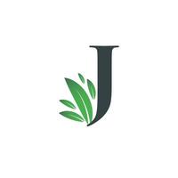 logotipo inicial de la hoja de la letra j vector