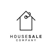 Price Tag Label Sale Buy House Line Art Logo Design Vector