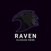 Dark Raven Head for Esport Gaming Logo Design Vector