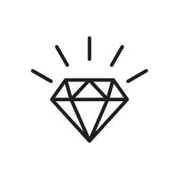 diamond gemstone jewelry with sparkle line art vector icon