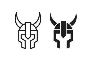 horned viking armor helmet vector icon