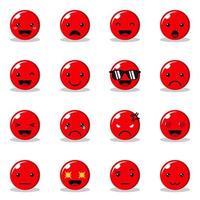 personaje de emoticono de burbuja de sangre con icono de vector de expresión diferente