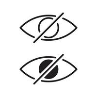 hidden from view eye crossed line art vector icon