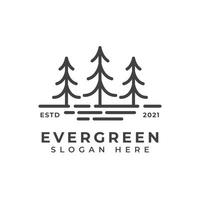 Pine evergreen vintage line art logo design vector