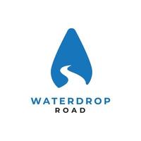 vector de diseño de logotipo de gota de agua de arroyo de carretera de río