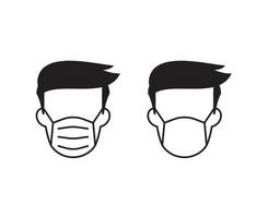 illustration of man head use surgical face mask vector icon