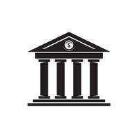 financial bank pillar columns building silhouette vector icon