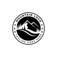 Vintage Badge Label Mountain Adventure Traveling Logo Design Vector