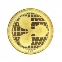 Golden Ripple XRPcoin isolated on white background. photo