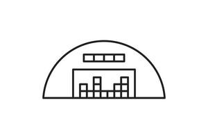warehouse with box inventory distribution center line art vector icon