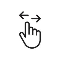 swipe left and right hand gesture line art vector icon