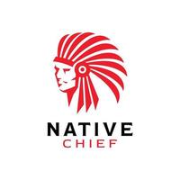 vector de diseño de logotipo de jefes nativos americanos de tocado indio