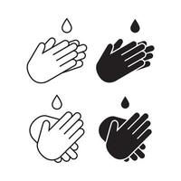 washing hand with soap to prevent virus and bacteria solid and line art style vector icon