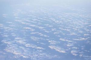 The morning sky looks from the plane window. photo