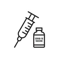 botella de vacuna con un icono de vector de jeringa