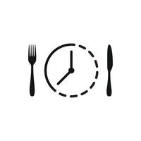 intermittent food fasting with clock line art vector icon