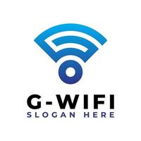 letra inicial g vector de diseño de logotipo wifi inalámbrico