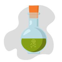 poison in cartoon style, flask with cork and dangerous green liquid vector