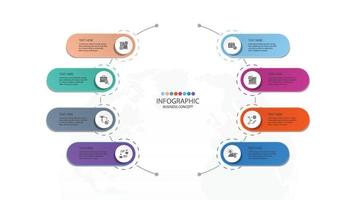 plantilla de infografía de círculo básico con 8 pasos, proceso u opciones, gráfico de proceso, utilizado para diagrama de proceso, presentaciones. vector