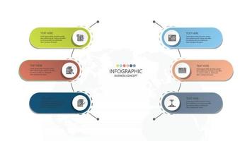 plantilla de infografía de círculo básico con 6 pasos, proceso u opciones, gráfico de proceso, utilizado para diagrama de proceso, presentaciones. vector