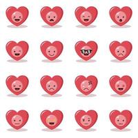 Heart Emoticon Character with Different Expression vector icon