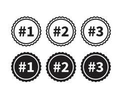 conjunto de campeón número 1 a 3 icono de vector de etiqueta de insignia