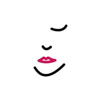 Beauty Woman Face Icon. Line art style logo design vector