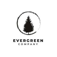 Pine Tree Evergreen Brush Swoosh Vintage Logo Design vector