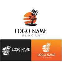 Palm tree summer logo template vector illustration